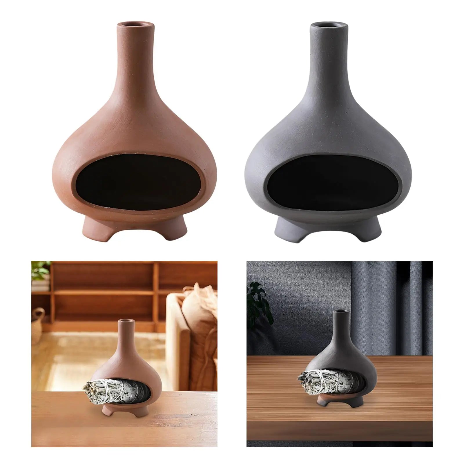 Brûleur de Sauge en Céramique - Porte-Encens Artisanal pour Méditation