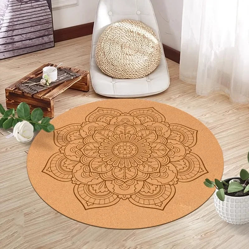 Tapis de Méditation en Liège et Caoutchouc Naturel - Coussin Épais Circulaire