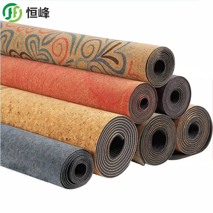 Foldable Fitness Eco-friendly Personalized Natural Rubber Anti Slip Cork Yoga Mat with Strap