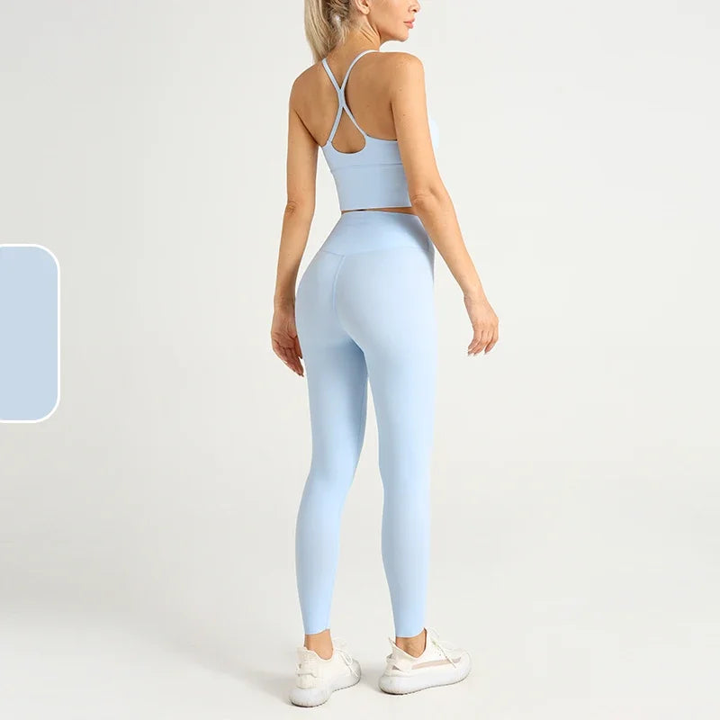 2-Piece Yoga Outfit, Women's Sports Set, Fitness Apparel, Pilates Workout Wear, Gym Training Clothing, Shaping Wear, Sports Bra