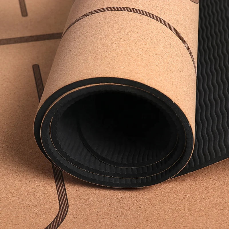 Foldable Fitness Eco-friendly Personalized Natural Rubber Anti Slip Cork Yoga Mat with Strap
