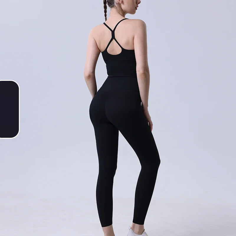 2-Piece Yoga Outfit, Women's Sports Set, Fitness Apparel, Pilates Workout Wear, Gym Training Clothing, Shaping Wear, Sports Bra