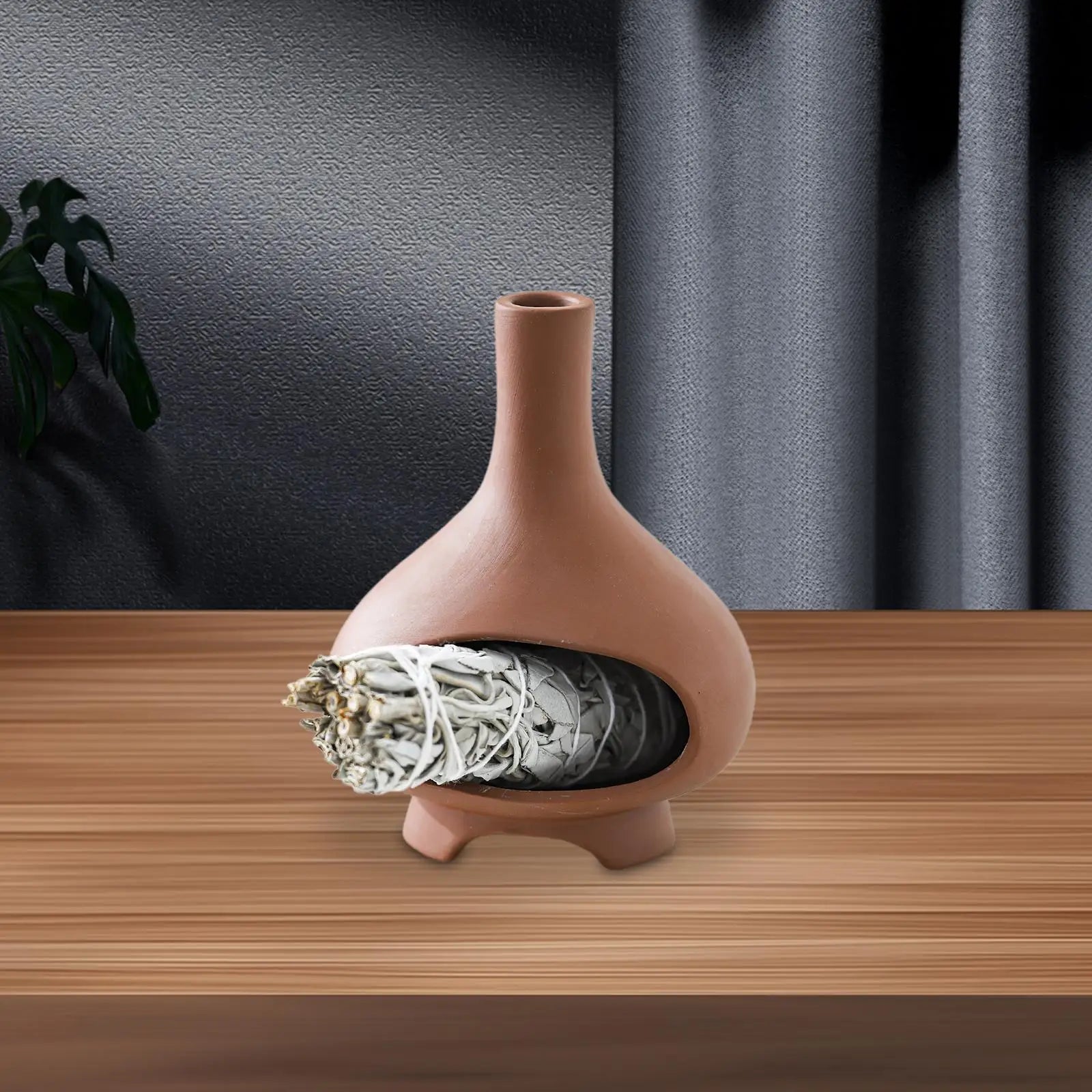 Brûleur de Sauge en Céramique - Porte-Encens Artisanal pour Méditation