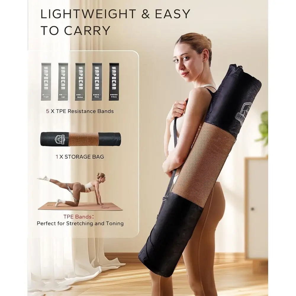 Eco-Friendly 72x36 Cork Yoga Mat with 6mm Cushioning, Non-Slip Surface, and Bonus Accessories