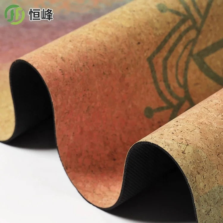 Foldable Fitness Eco-friendly Personalized Natural Rubber Anti Slip Cork Yoga Mat with Strap