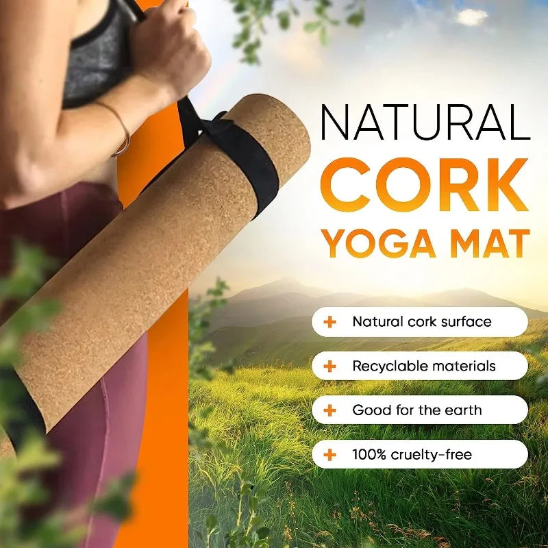 YTYIN Wholesale Luxury Eco-friendly Sports And Fitness 5mm With Straps Large Cork Non-slip 2 Layer Yoga Mat
