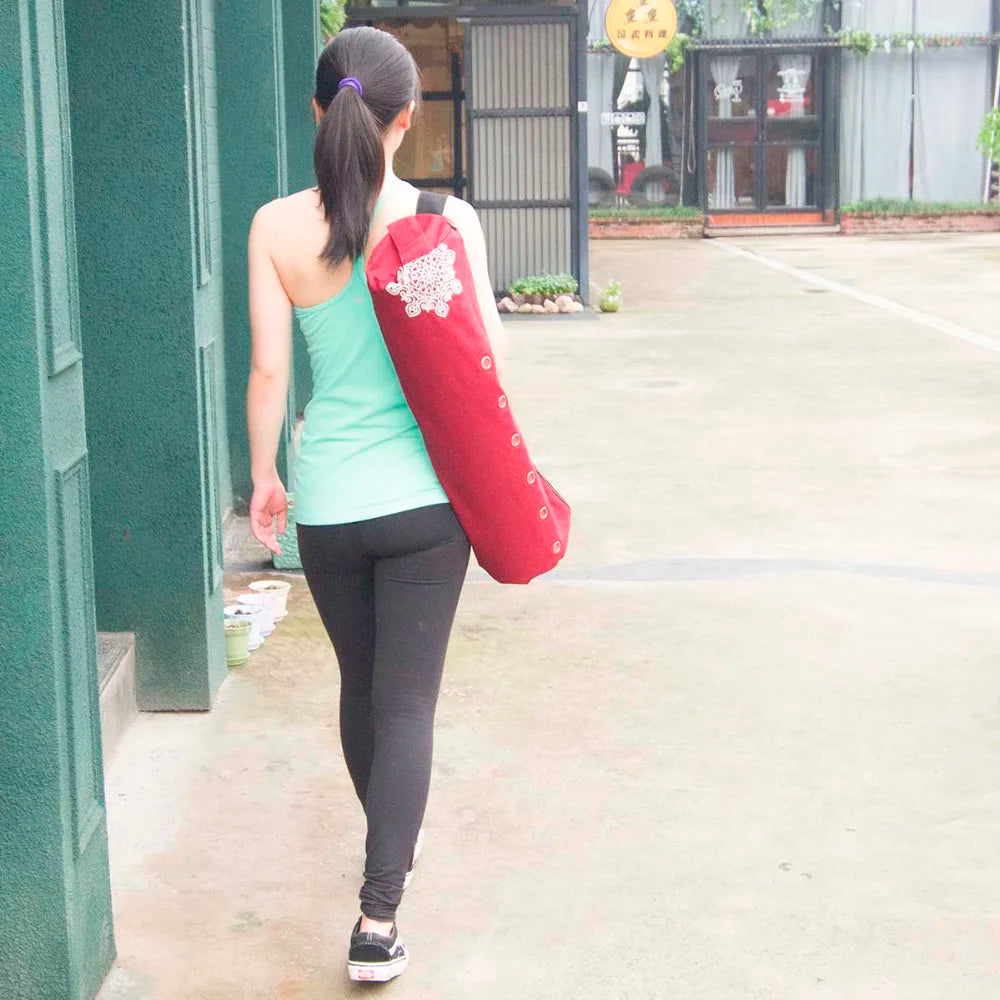 Canvas Yoga Mat Bag Single Shoulder Gym Mat Bag Fitness Sports Backpack Yoga Bag for 6-8mm Mat (Yoga mat not including)